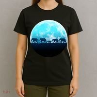 Full Moon With Elephant Family T-Shirt thumb 4