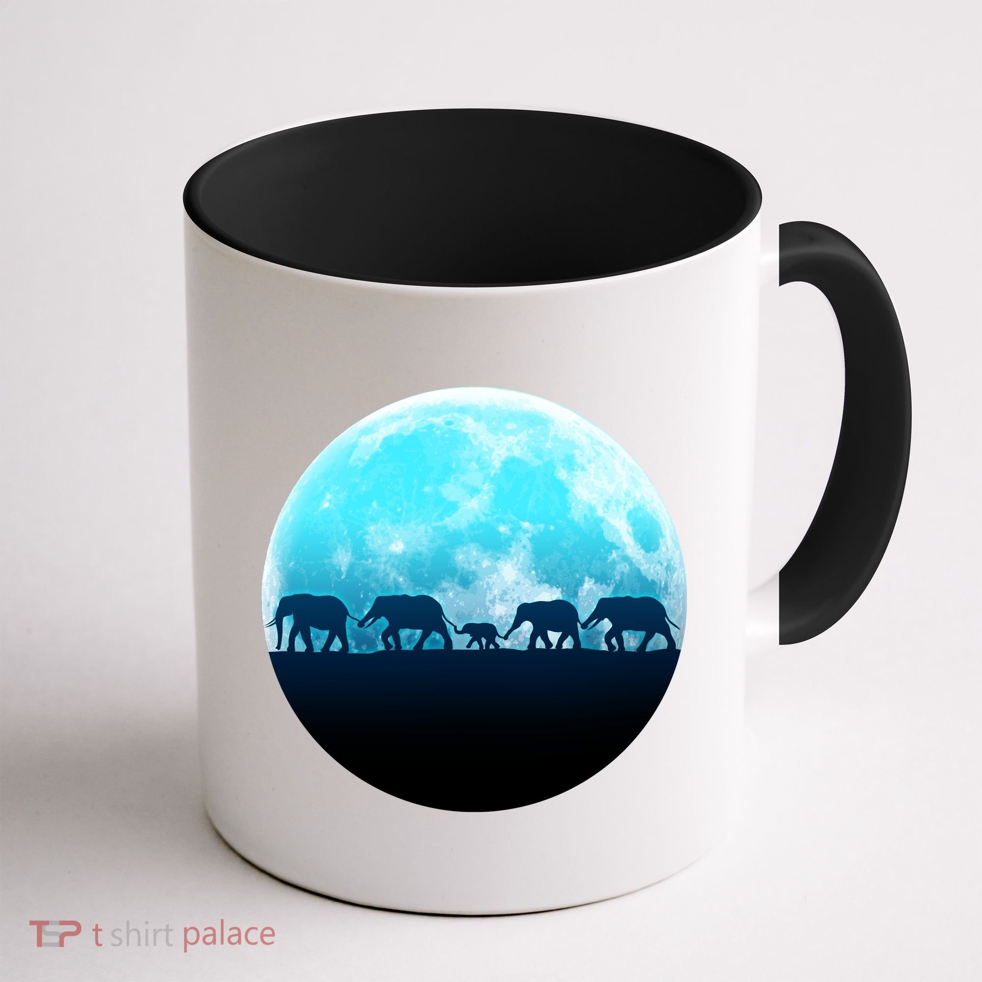 Full Moon With Elephant Family Coffee Mug
