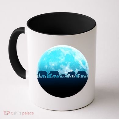 Full Moon With Elephant Family Coffee Mug