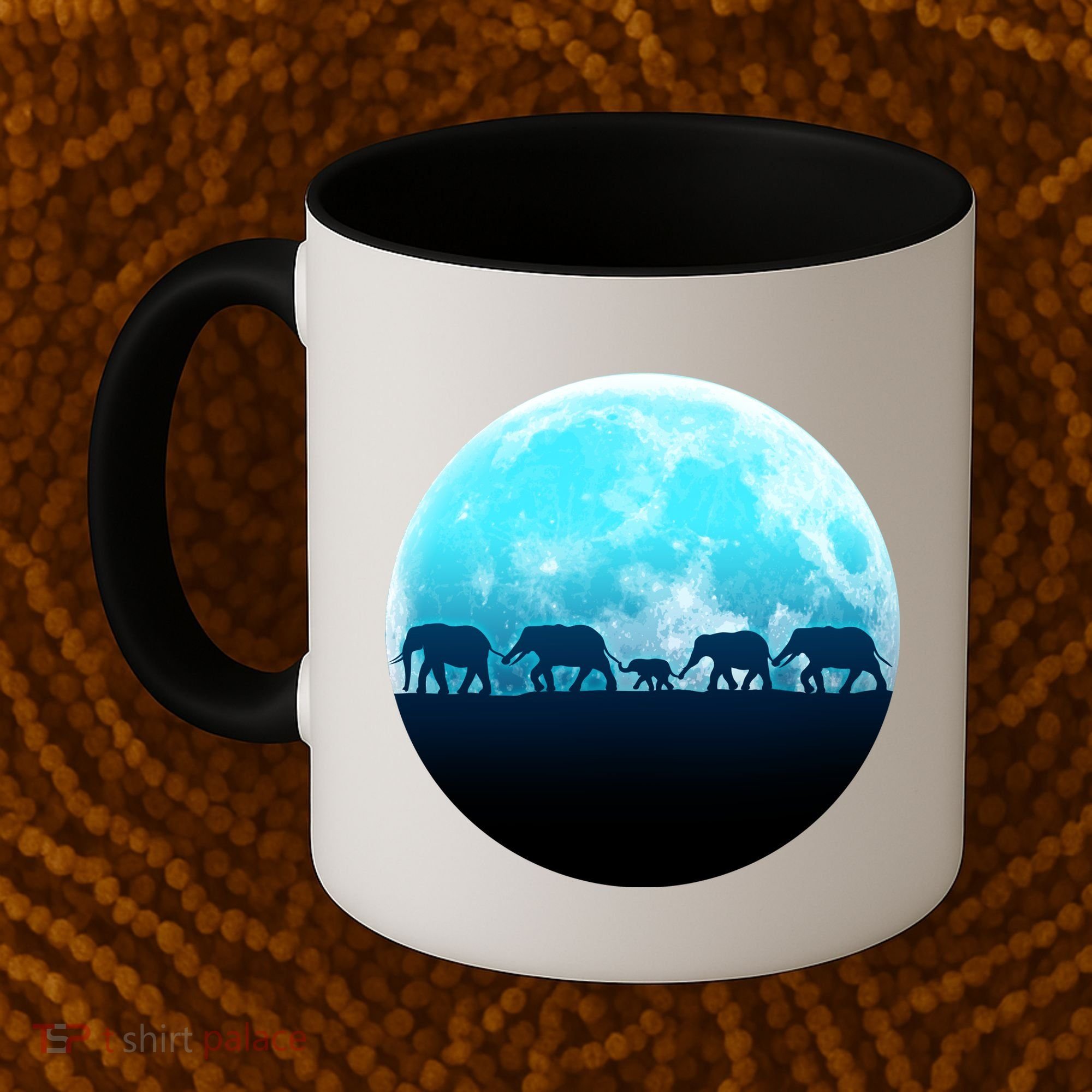 Full Moon With Elephant Family Coffee Mug