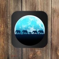 Full Moon With Elephant Family Coaster thumb 0