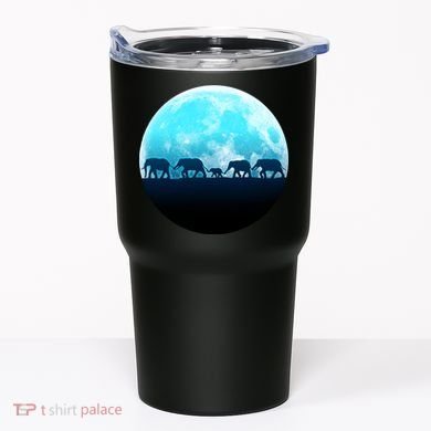 Full Moon With Elephant Family Tumbler