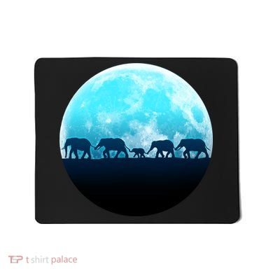 Full Moon With Elephant Family Mousepad