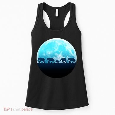 Full Moon With Elephant Family Women's Tank Top