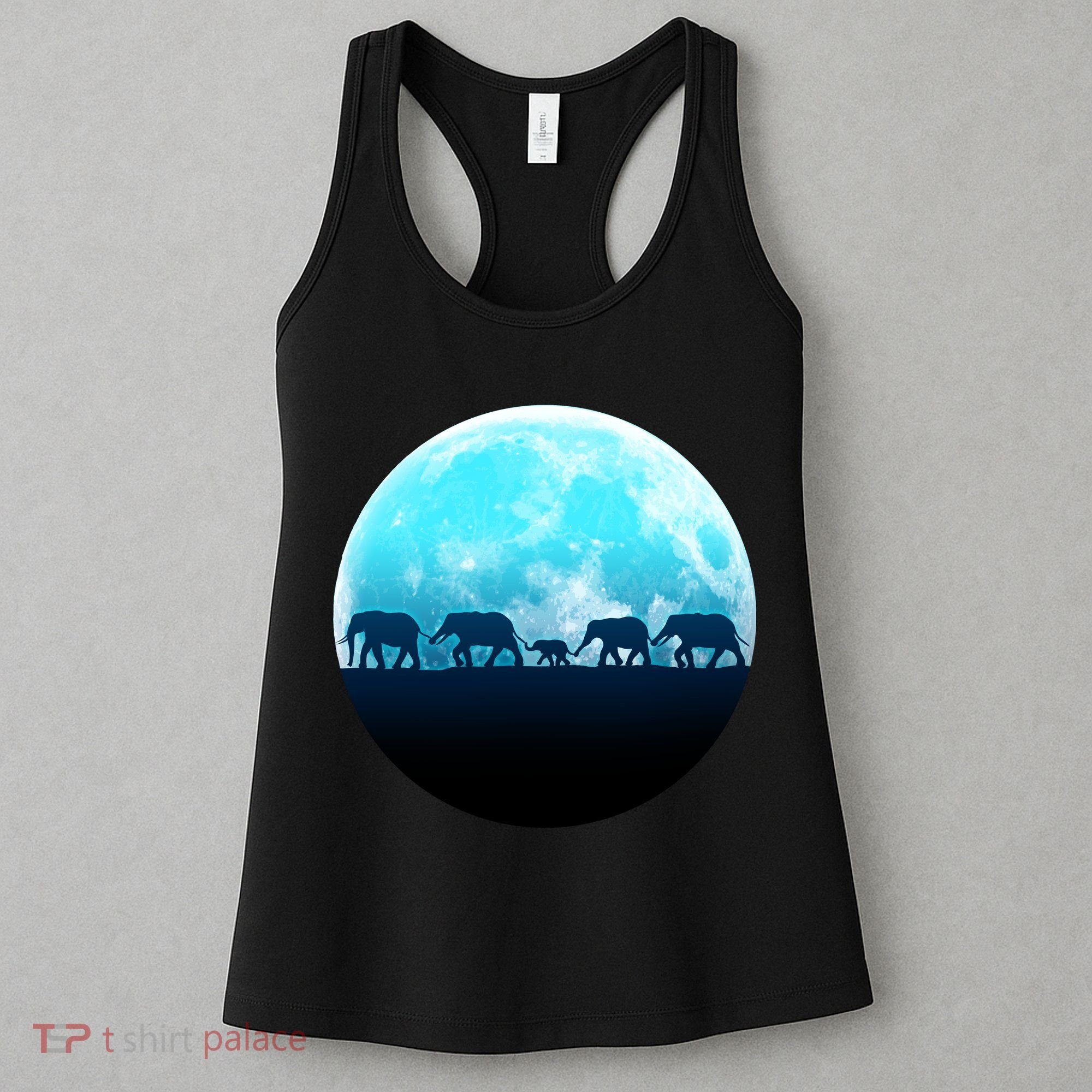 Full Moon With Elephant Family Women's Tank Top
