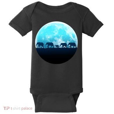 Full Moon With Elephant Family Baby Bodysuit