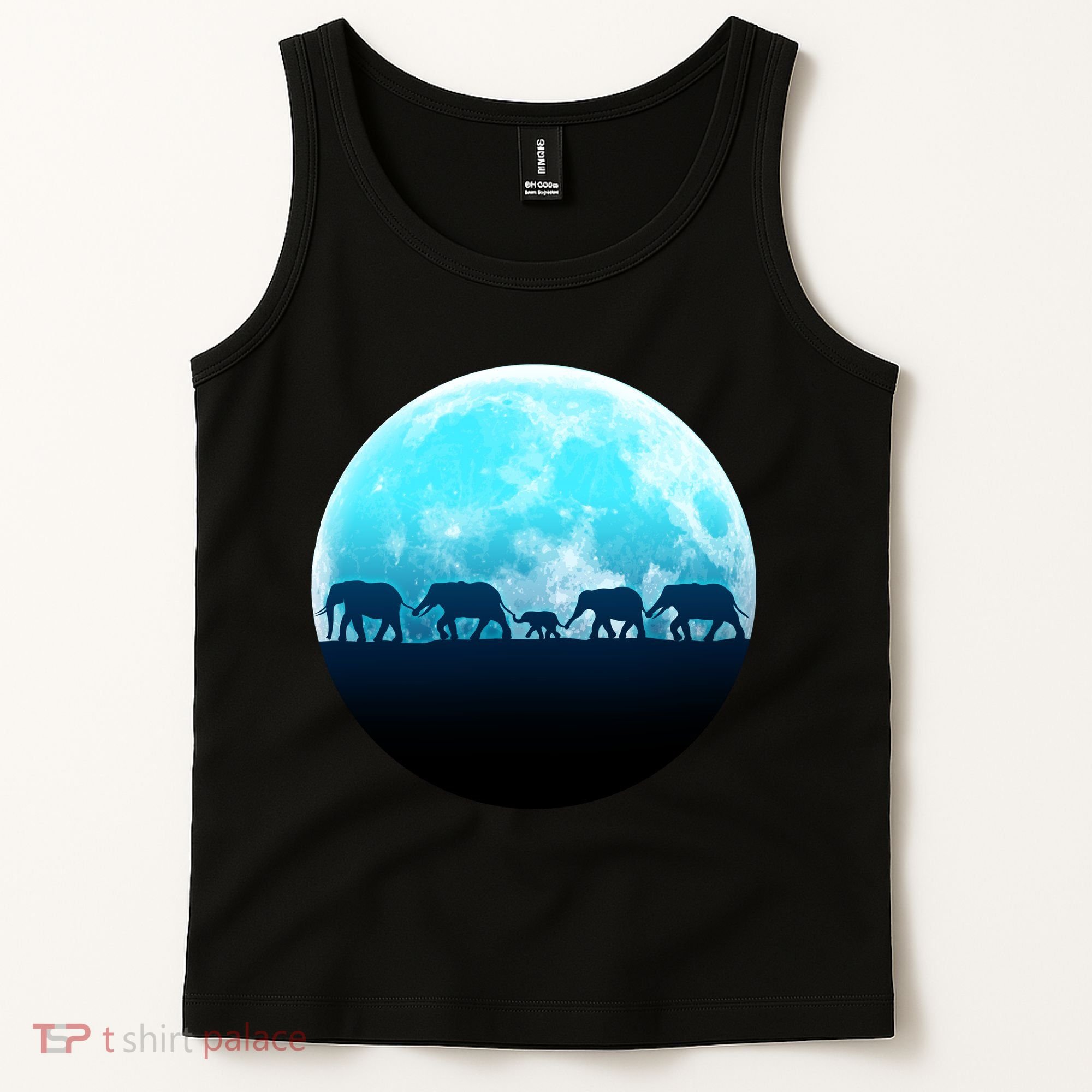 Full Moon With Elephant Family Tank Top