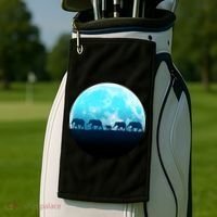 Full Moon With Elephant Family Golf Towel thumb 2