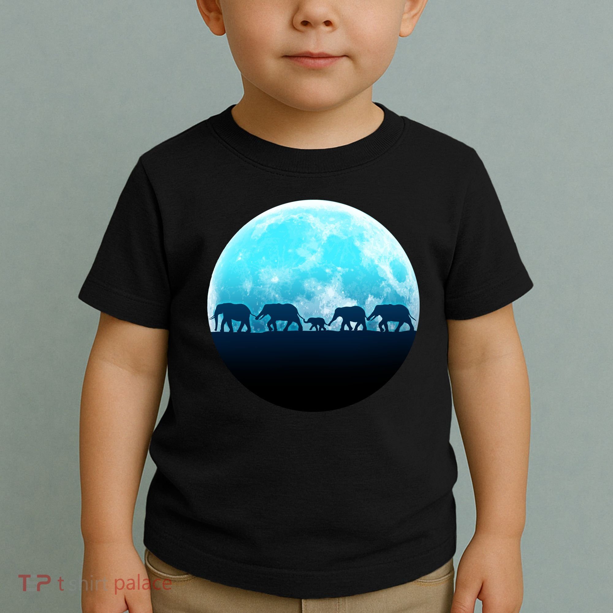 Full Moon With Elephant Family Toddler T-Shirt
