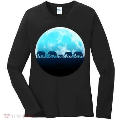 Full Moon With Elephant Family Women's Long Sleeve Shirt
