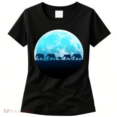 Full Moon With Elephant Family Women's T-Shirt