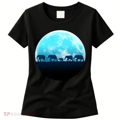 Full Moon With Elephant Family Women's T-Shirt