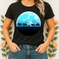 Full Moon With Elephant Family Women's T-Shirt thumb 2