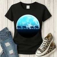 Full Moon With Elephant Family Women's T-Shirt thumb 3
