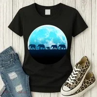 Full Moon With Elephant Family Women's T-Shirt thumb 3