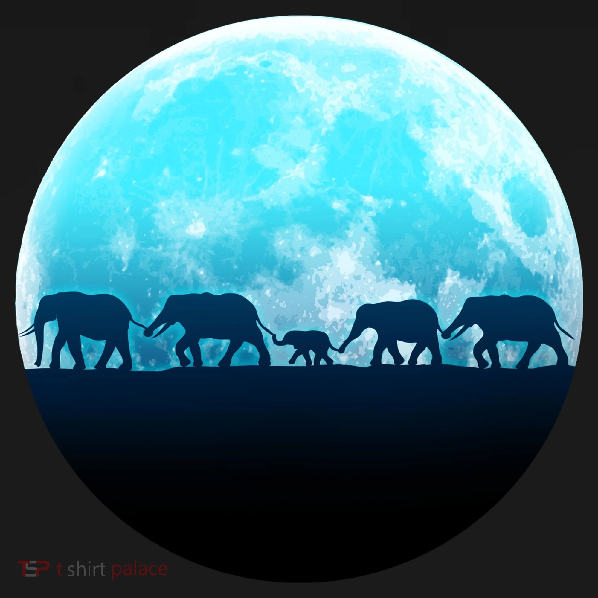 Full Moon With Elephant Family Women's T-Shirt