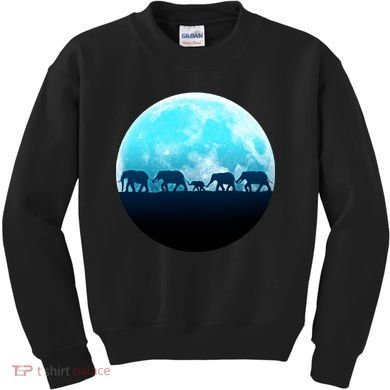 Full Moon With Elephant Family Kids Sweatshirt