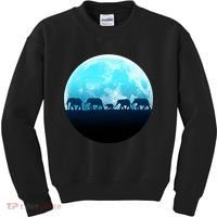 Full Moon With Elephant Family Kids Sweatshirt thumb 0