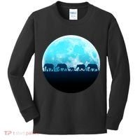 Full Moon With Elephant Family Kids Long Sleeve Shirt thumb 0