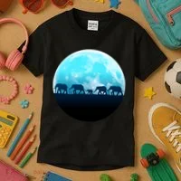 Full Moon With Elephant Family Kids T-Shirt thumb 3