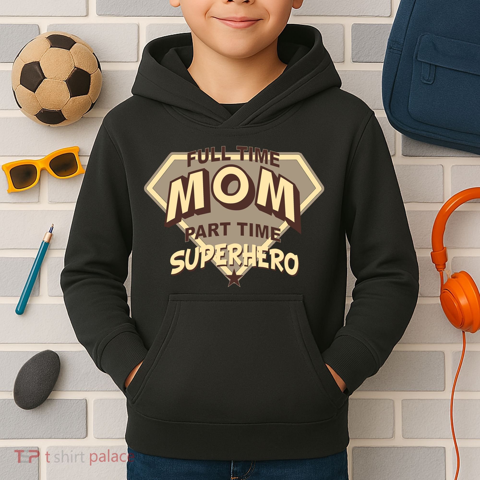 Full Time Mom Part Time Superhero Kids Hoodie