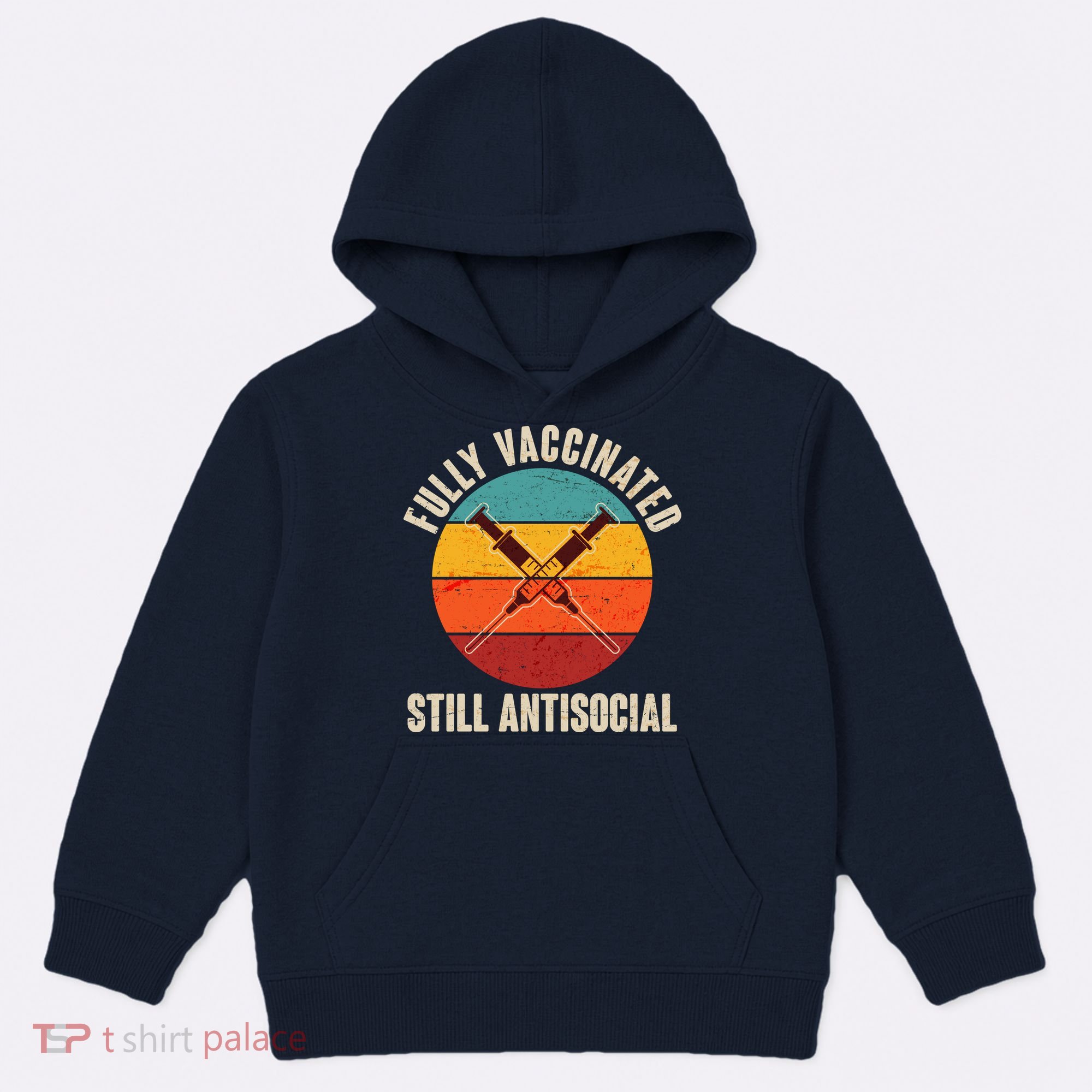 Fully Vaccinated Still Antisocial Vintage Kids Hoodie