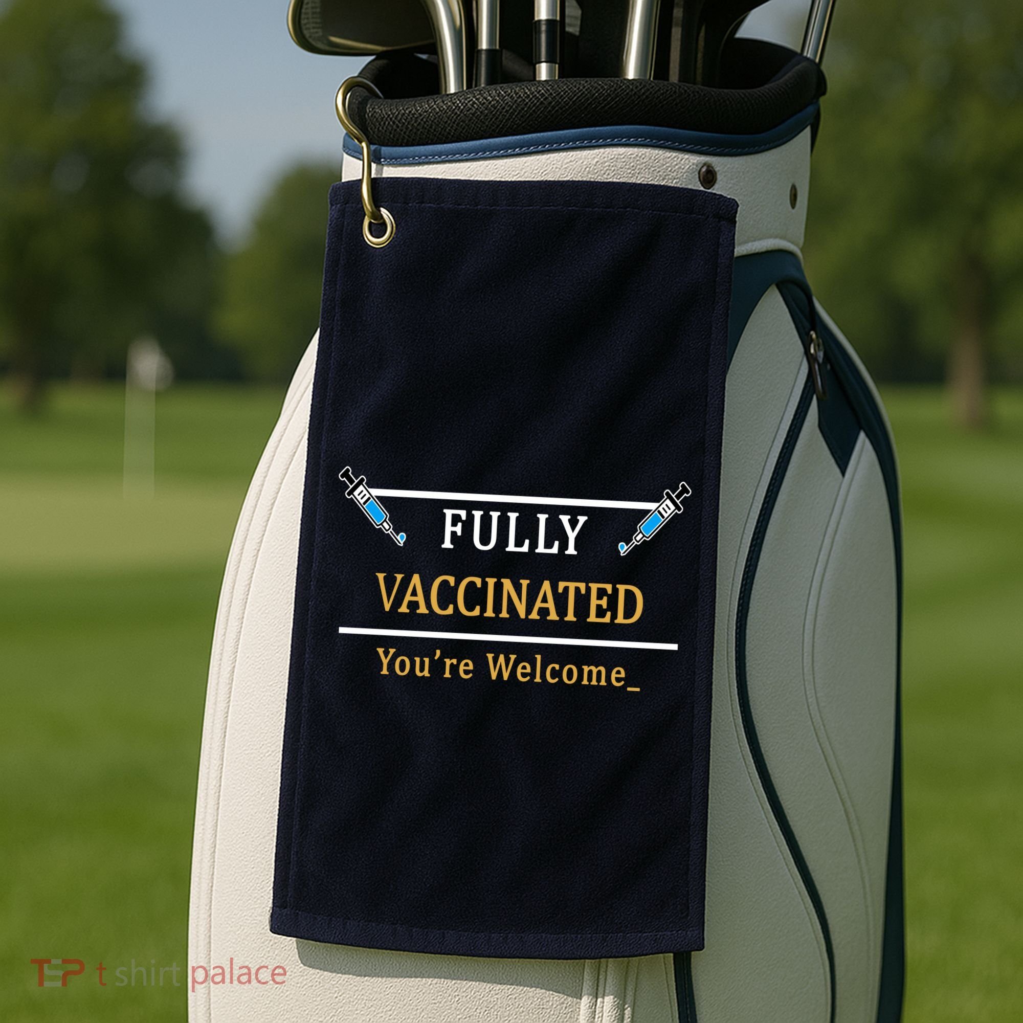 Fully Vaccinated You're Welcome Funny Pandemic Golf Towel