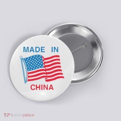 Flag Usa Made In China Button