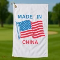 Flag Usa Made In China Golf Towel thumb 1