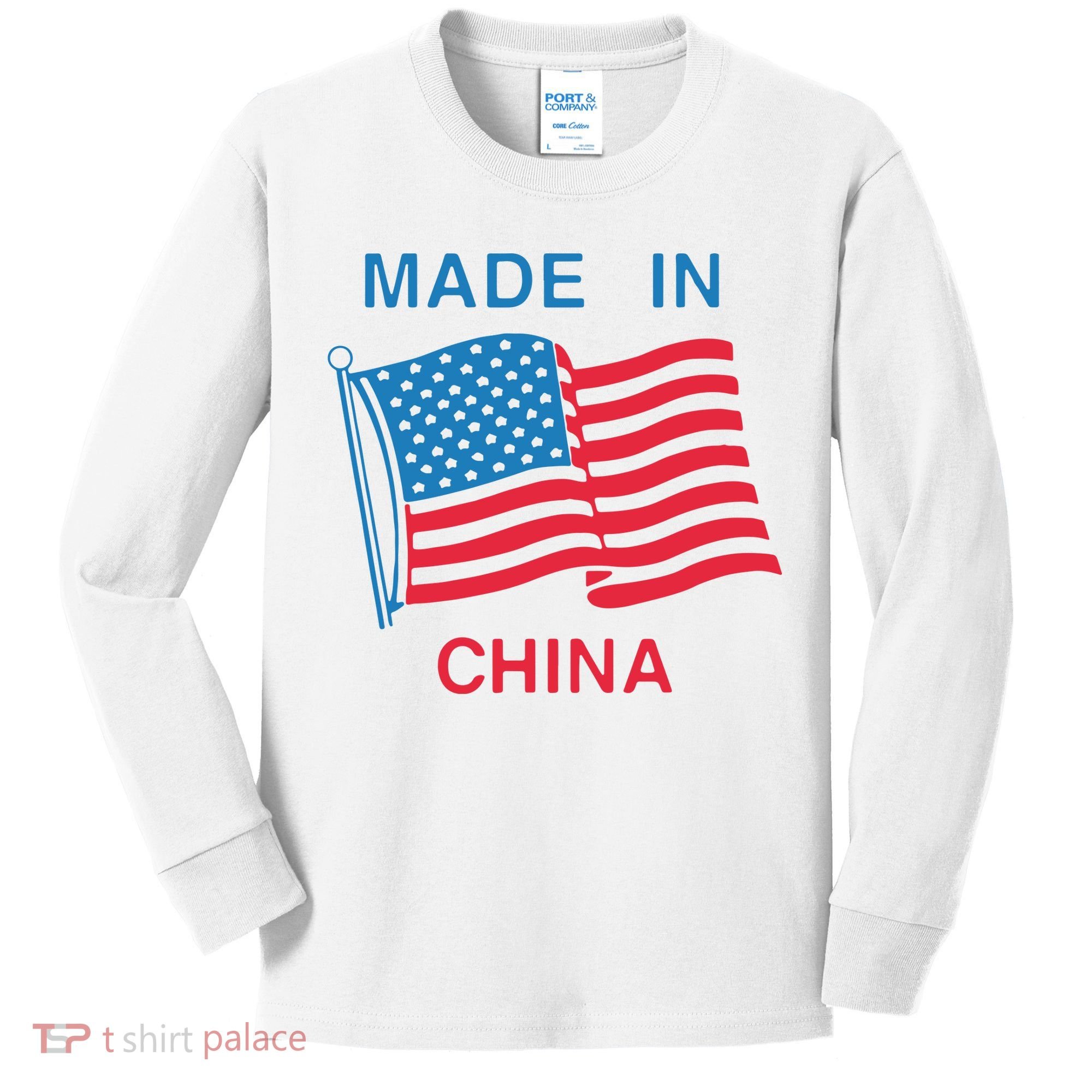 Flag Usa Made In China Kids Long Sleeve Shirt
