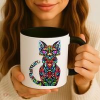Fun Trippy Cat Coffee Mug thumb 3