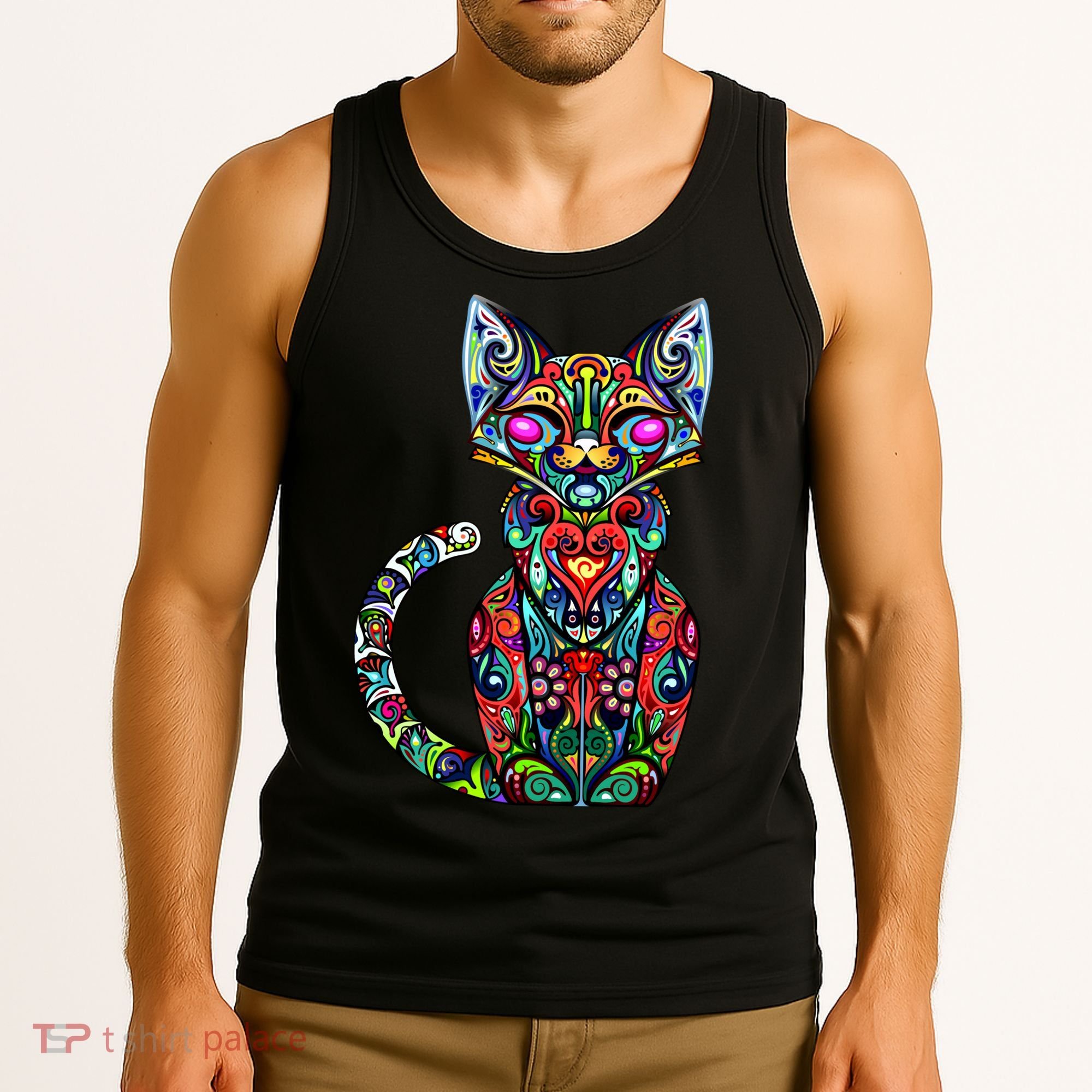 Fun Trippy Cat Tank Top