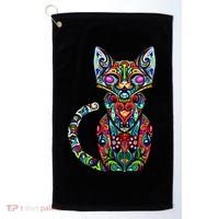 Fun Trippy Cat Golf Towel thumb 0