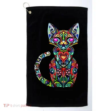 Fun Trippy Cat Golf Towel