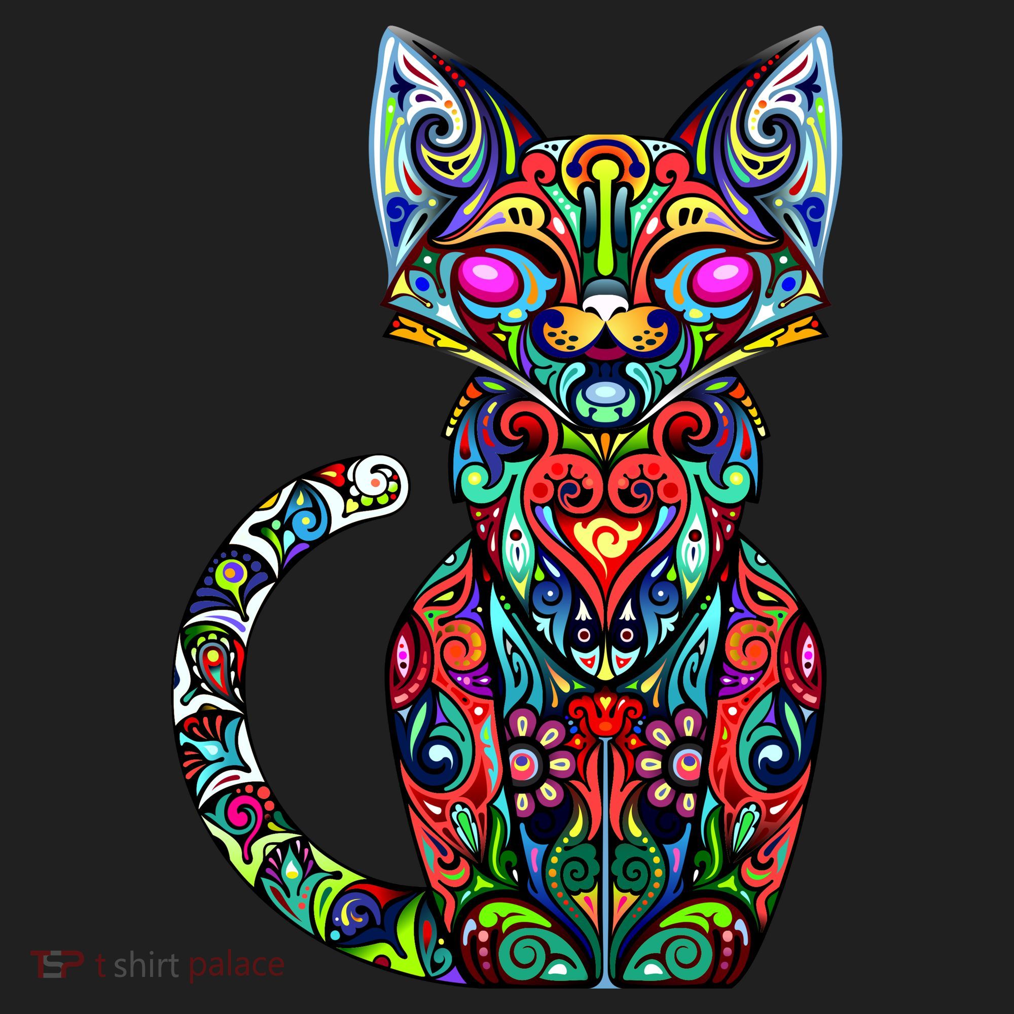 Fun Trippy Cat Golf Towel