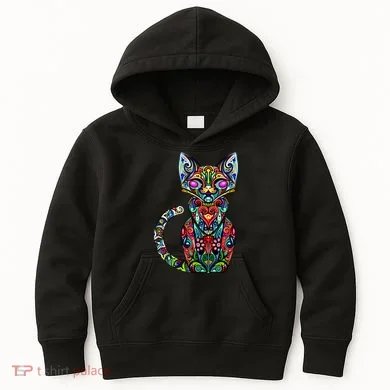 Fun Trippy Cat Kids Hoodie