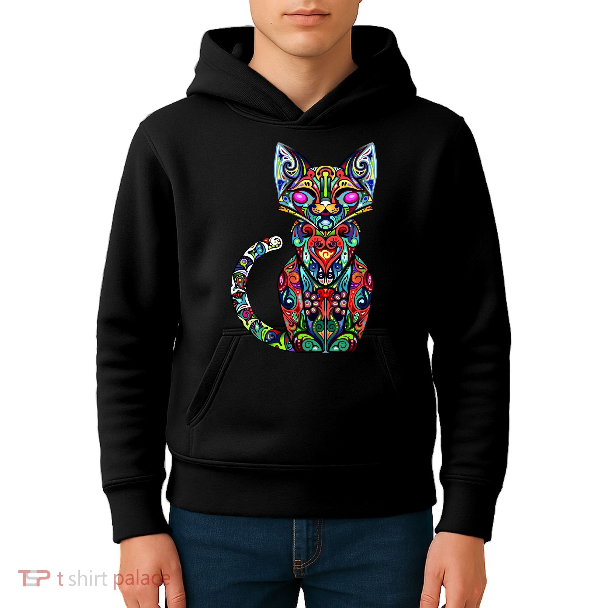 Fun Trippy Cat Kids Hoodie