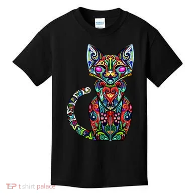 Fun Trippy Cat Kids T-Shirt