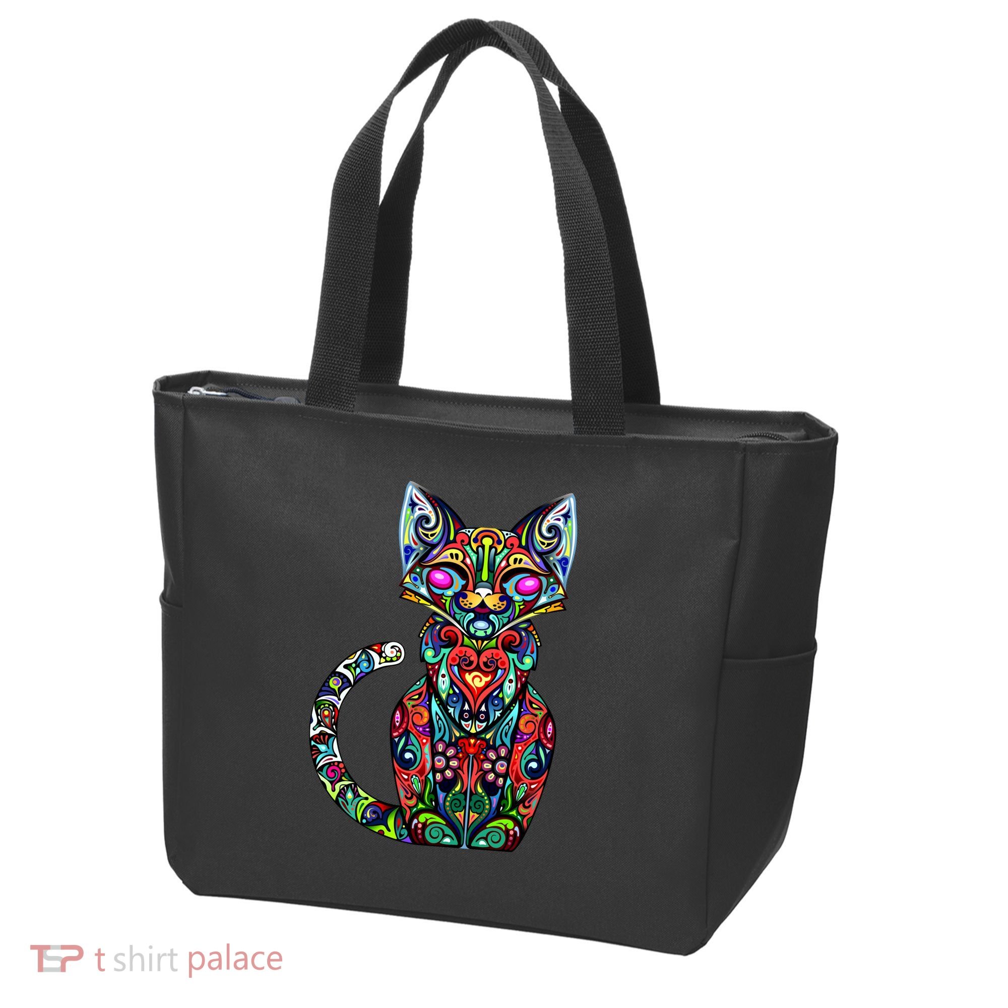 Fun Trippy Cat Tote Bag