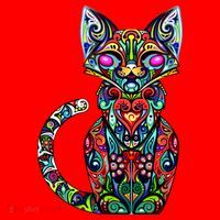 Fun Trippy Cat Santa Hat thumb 1