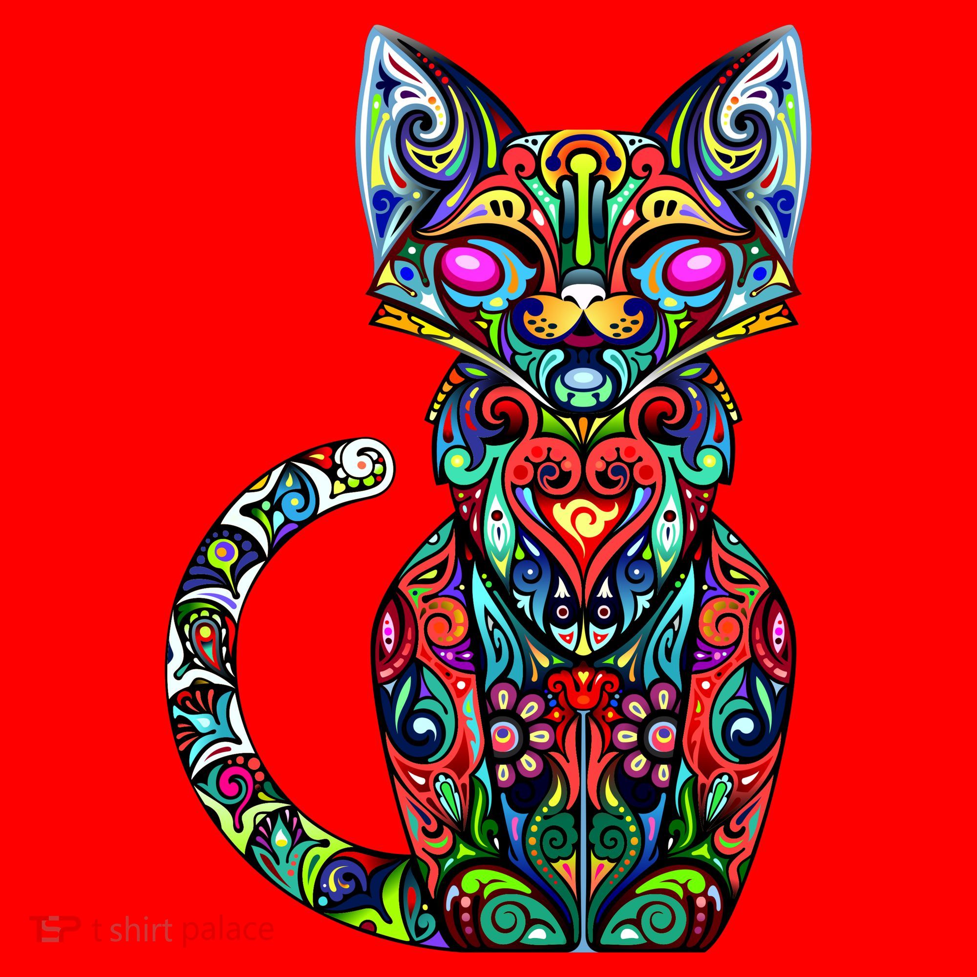 Fun Trippy Cat Santa Hat
