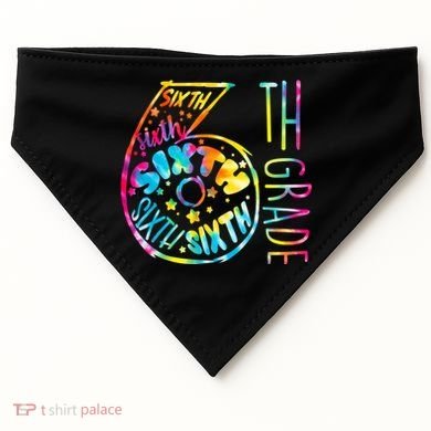 Fun Tye Dyed Sixth 6th Grade USA-Made Doggie Bandana