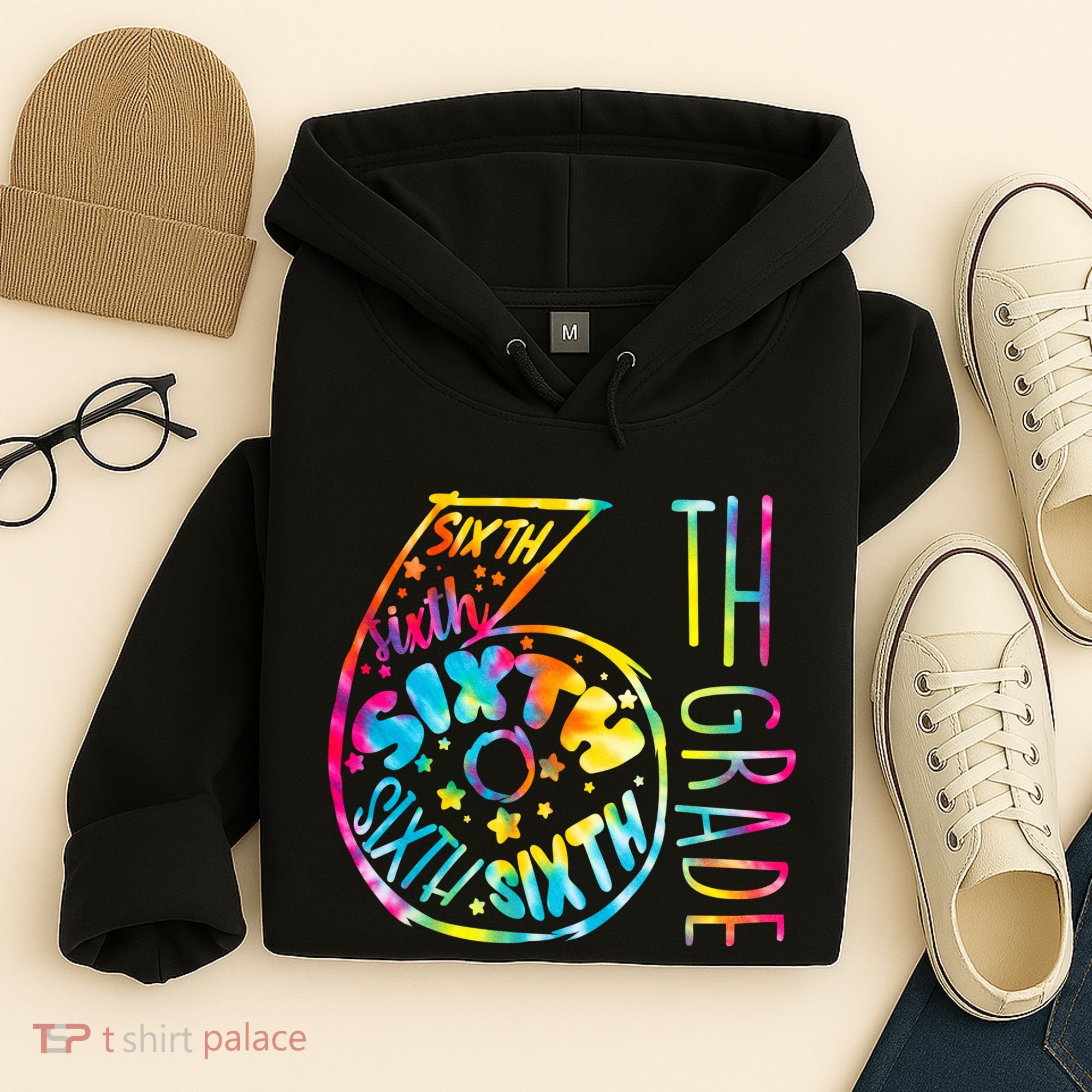 Fun Tye Dyed Sixth 6th Grade Hoodie