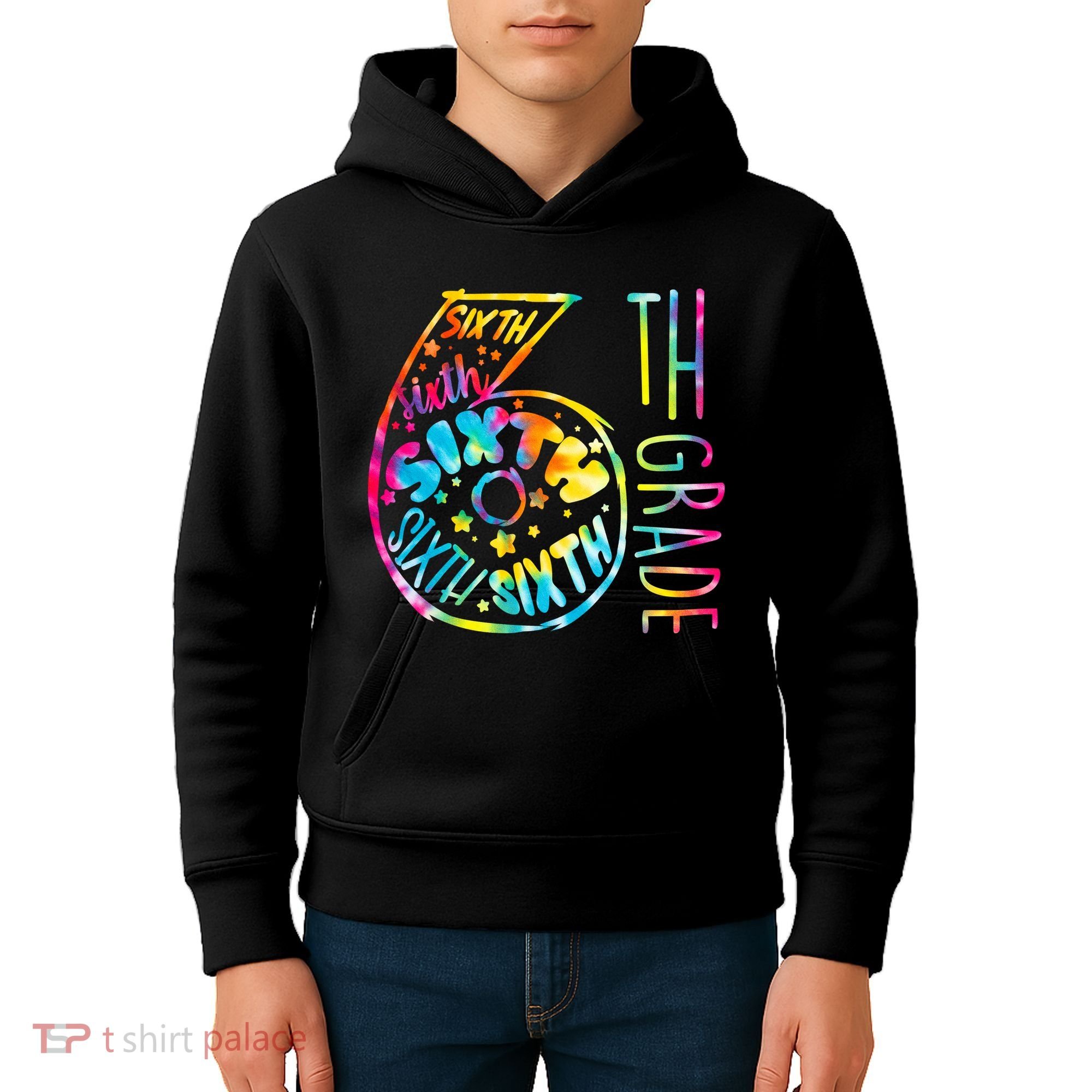 Fun Tye Dyed Sixth 6th Grade Kids Hoodie