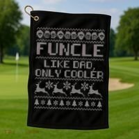Funcle Like A Dad Only Cooler Ugly Christmas  Golf Towel thumb 1