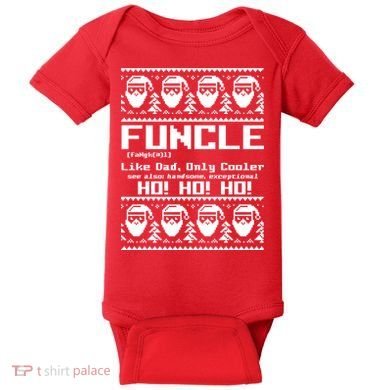 Funcle Like Dad Only Cooler Ugly Christmas Baby Bodysuit