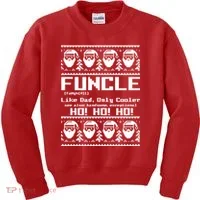 Funcle Like Dad Only Cooler Ugly Christmas Kids Sweatshirt thumb 0