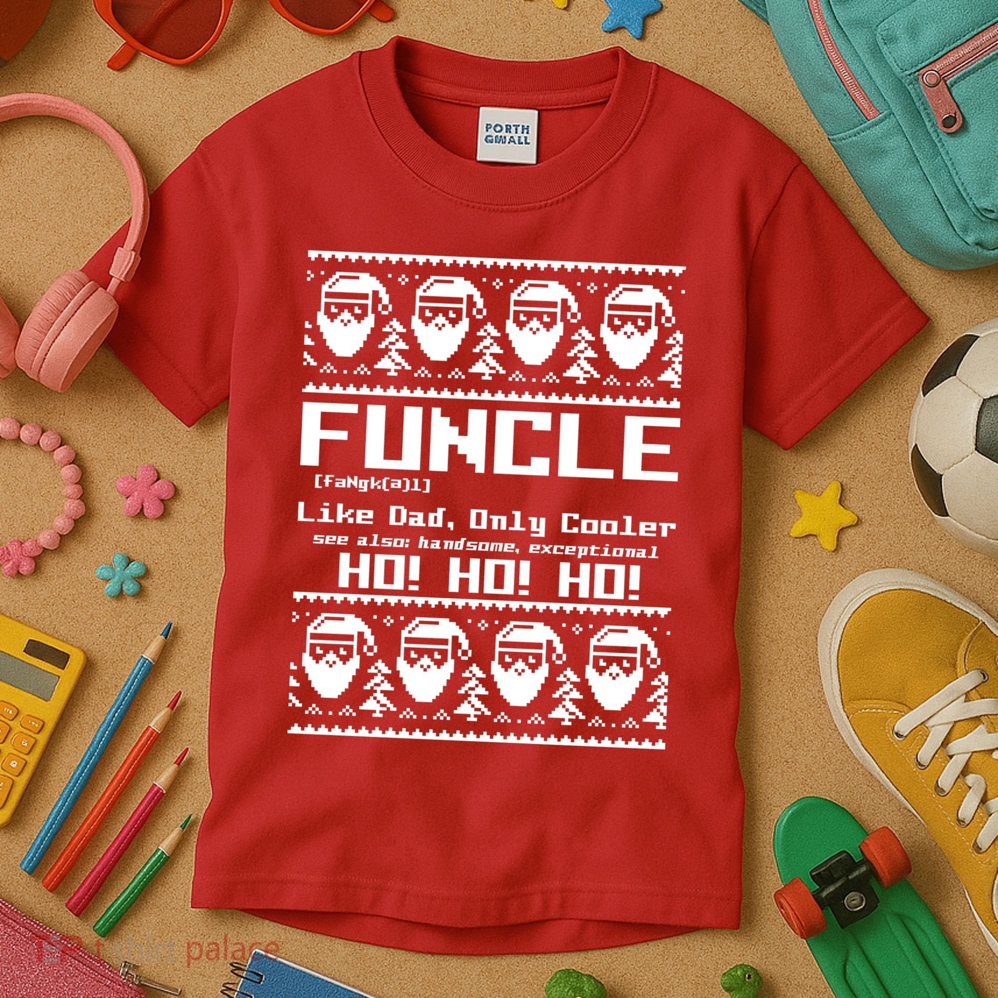 Funcle Like Dad Only Cooler Ugly Christmas Kids T-Shirt