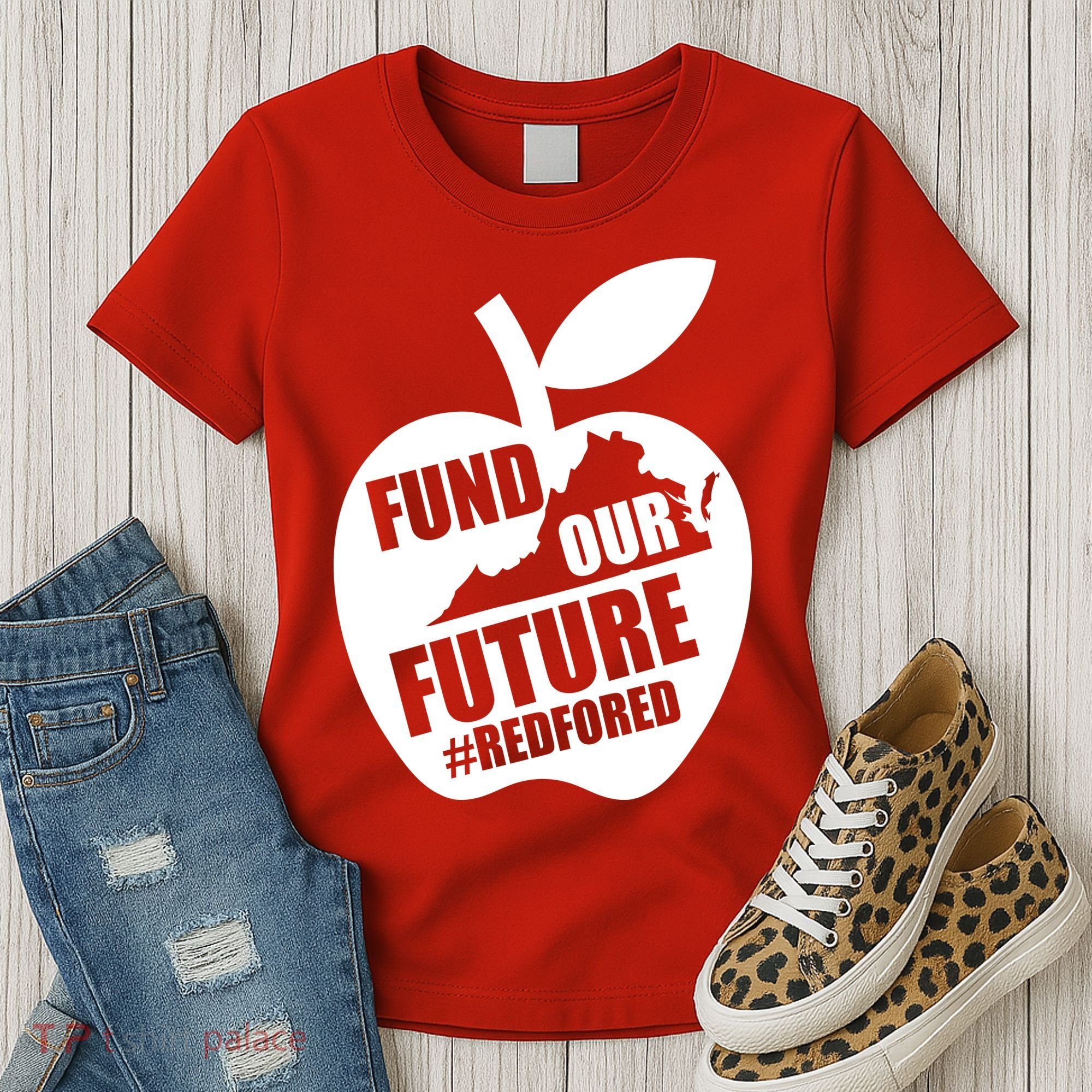 Fund Our Future Red for Ed Virginia Women's T-Shirt