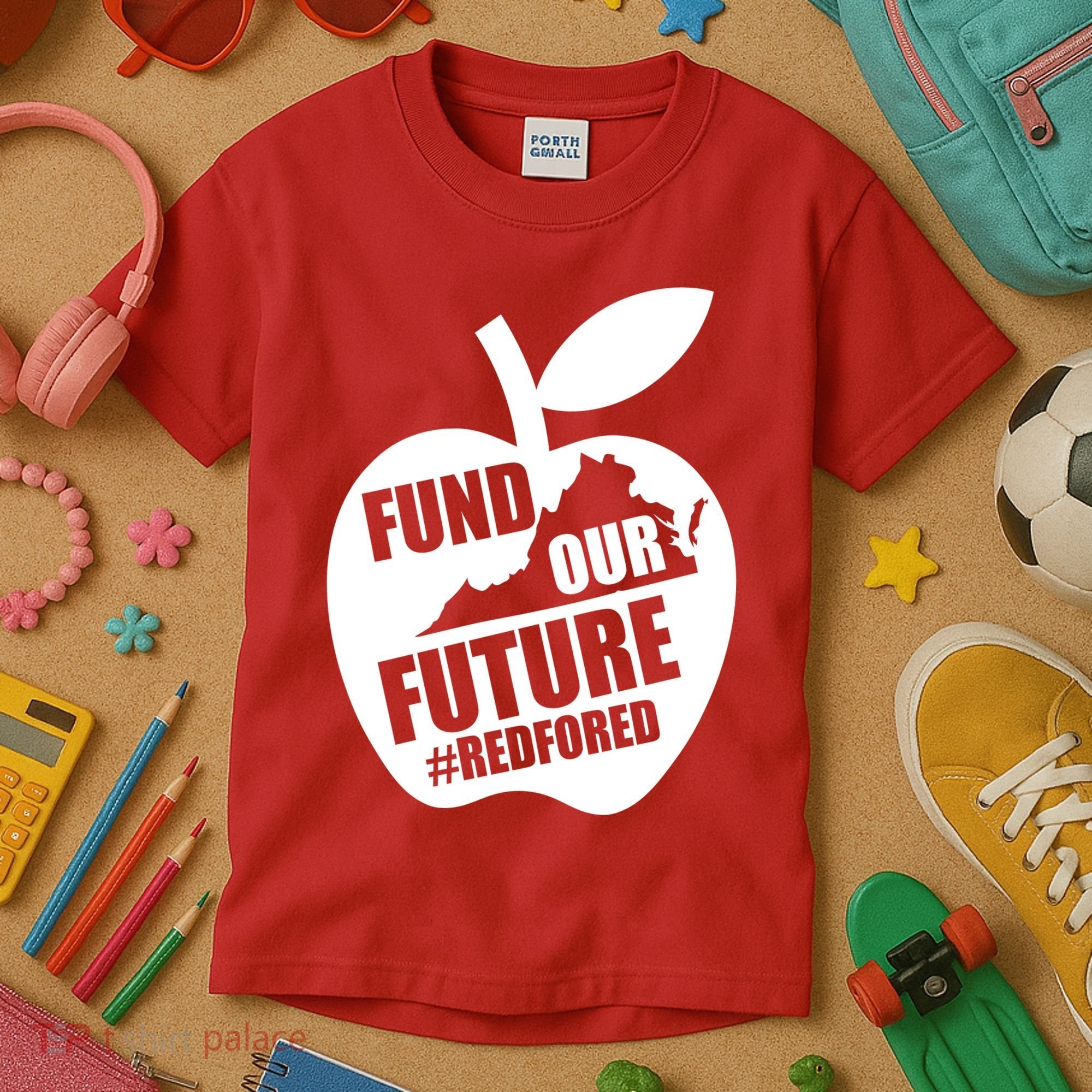 Fund Our Future Red for Ed Virginia Kids T-Shirt